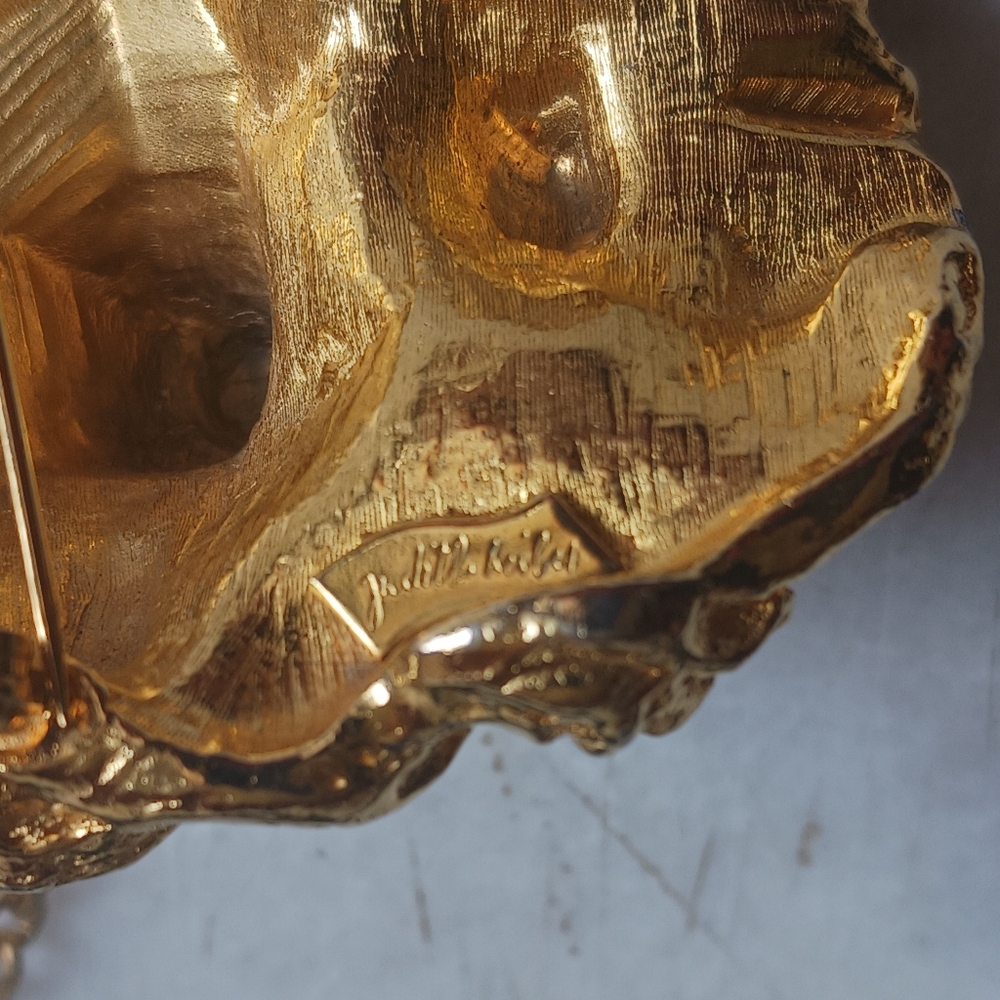 18 Kt Gold Plated Judith Leiber Lion Necklace Pin - Picture 4 of 12